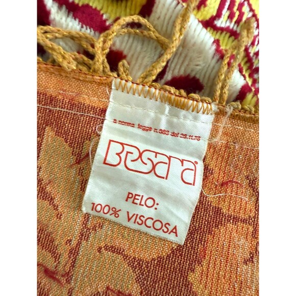 Vtg Velvet Italian Wedding Bedspread QUEEN Cherubs Red Cream 84x96” Fringe MINT - Picture 15 of 15